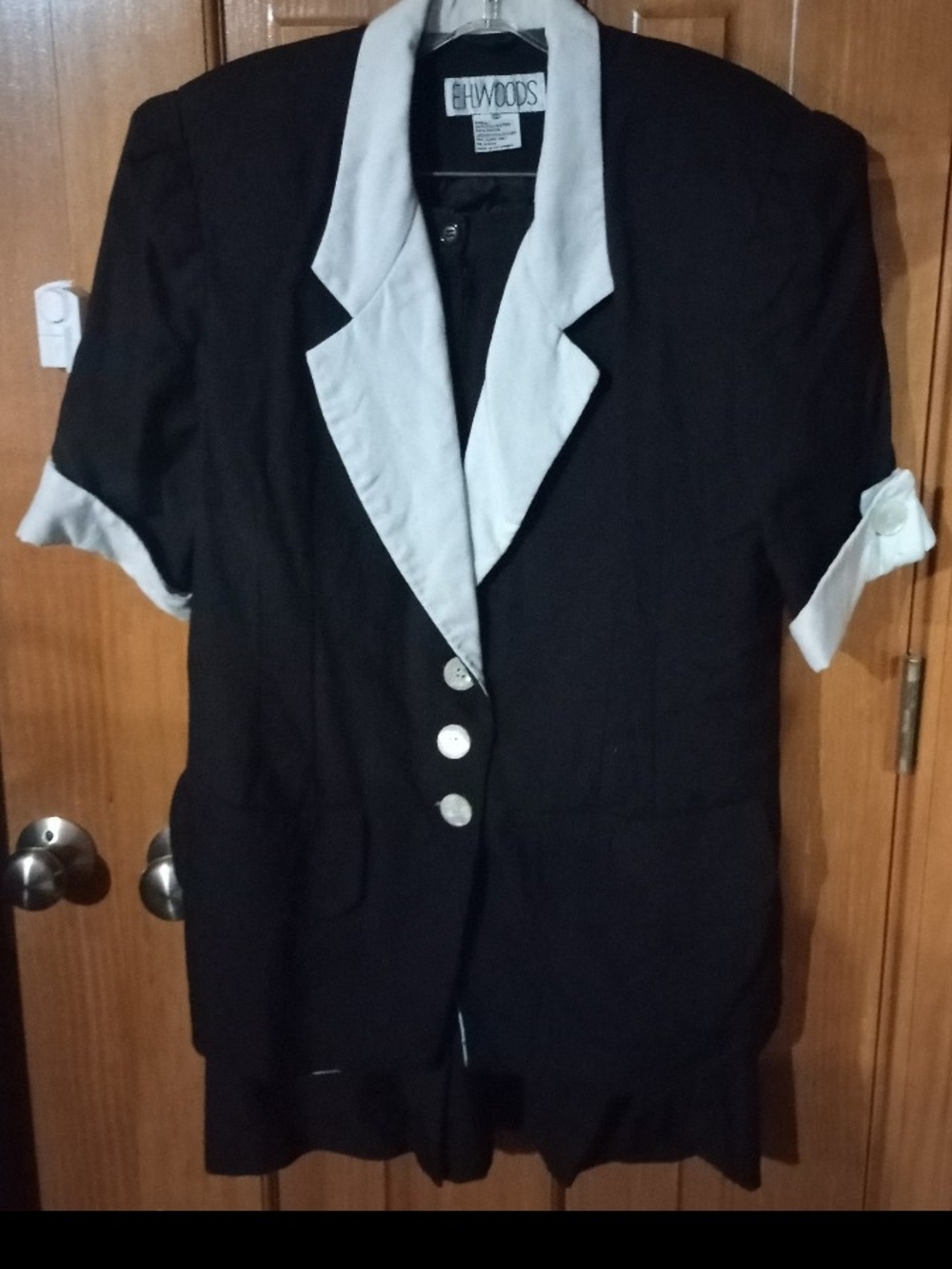 Elwood Black Blazer with White Contrast Trim - Women's Suit Jacket
